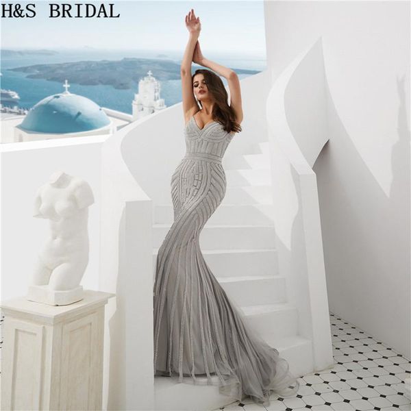 party dresses h&s bridal silver evening dress crystals luxury women gown long 2021 vestidos, White;black
party dresses h&s bridal silver evening dress crystals luxury women gown long 2021 vestidos, White;black