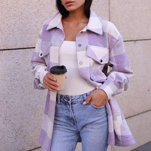 women oversized jackets outwear padded shirt with pockets flaps button loose all-match turn-down collar cotton plaid women's, Black;brown
women oversized jackets outwear padded shirt with pockets flaps button loose all-match turn-down collar cotton plaid women's, Black;brown