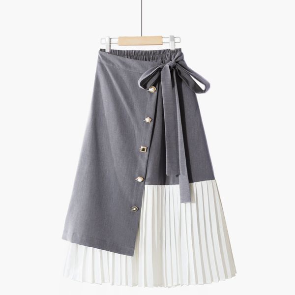 spring autumn women elastic waist casual stitching color pathwork panelled over knee loose pleated skirt 8y991 210510, Black
spring autumn women elastic waist casual stitching color pathwork panelled over knee loose pleated skirt 8y991 210510, Black