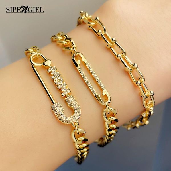 charm bracelets sipengjel fashion hip hop link chain for women gold geometric safety pin bracelet vintage jewelry 2021, Golden;silver
charm bracelets sipengjel fashion hip hop link chain for women gold geometric safety pin bracelet vintage jewelry 2021, Golden;silver