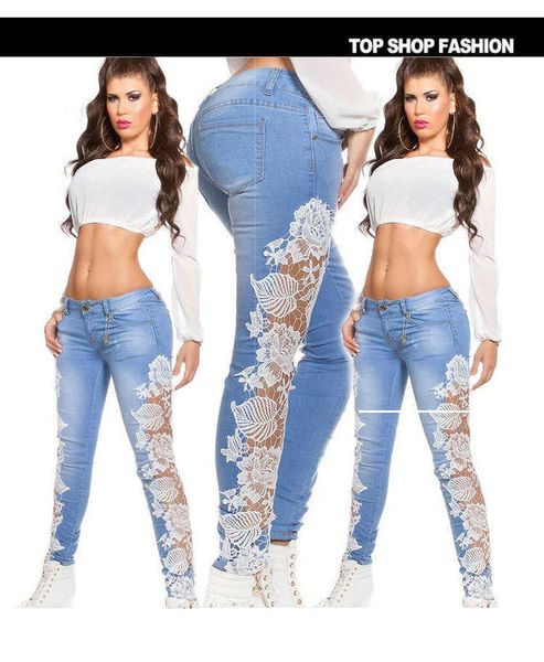 new 2021 lace cut out jeans for women, Blue
new 2021 lace cut out jeans for women, Blue