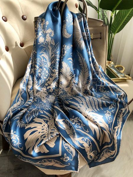 natural real silk scarf square women printed fashion leaf ladies 100% female 110 big shawl scarfe scarves, Blue;gray
natural real silk scarf square women printed fashion leaf ladies 100% female 110 big shawl scarfe scarves, Blue;gray