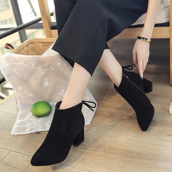 boots winter fashion booties pointed thick with shallow mouth plus cotton warm comfortable high heel ankle, Black
boots winter fashion booties pointed thick with shallow mouth plus cotton warm comfortable high heel ankle, Black