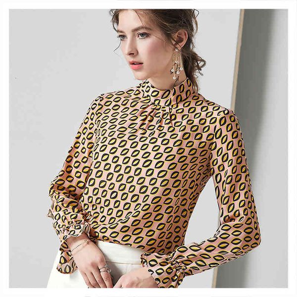 blouses elegant crepe-de-chine shirt bell sleeve stand collar printed silk 2021 fashion style, White
blouses elegant crepe-de-chine shirt bell sleeve stand collar printed silk 2021 fashion style, White