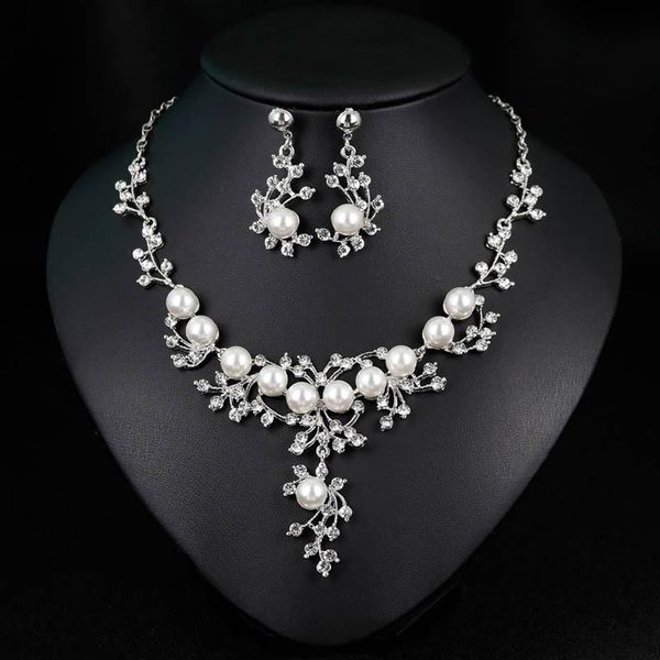 earrings & necklace luxury bridal wedding jewelry sets sparkling crystal pearl set for women elegant party jewellery accessories, Silver
earrings & necklace luxury bridal wedding jewelry sets sparkling crystal pearl set for women elegant party jewellery accessories, Silver