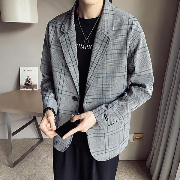 men's suits & blazers 2021 spring and autumn fashion men's casual plaid double breasted slim fit dress jacket coat suit, White;black
men's suits & blazers 2021 spring and autumn fashion men's casual plaid double breasted slim fit dress jacket coat suit, White;black