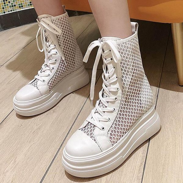 fashion women white mesh hollow out high sandals boots lace up thick platform genuine leather patchwork streetwear, Black
fashion women white mesh hollow out high sandals boots lace up thick platform genuine leather patchwork streetwear, Black