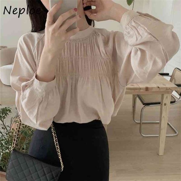 o neck pullover long sleeve blouse women draped design work style office lady solid blusas spring shirt feminino 210422, White
o neck pullover long sleeve blouse women draped design work style office lady solid blusas spring shirt feminino 210422, White