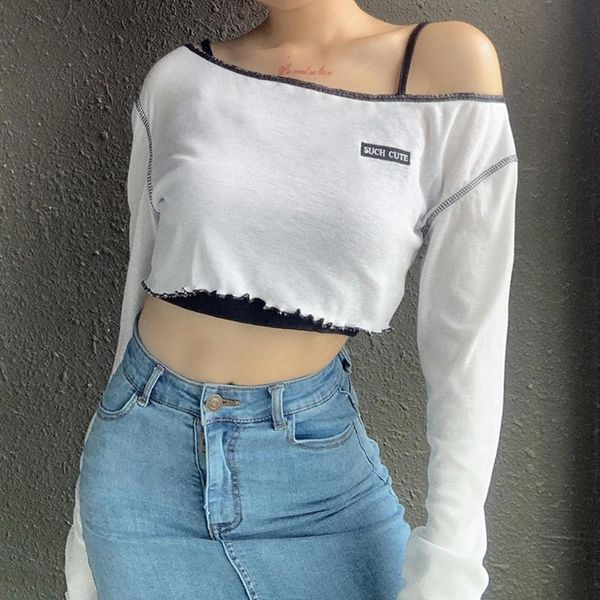 women's t-shirt long sleeves two pecies suit with crop women small fresh and sweet wood ear print letters cropped tee-shirts, White
women's t-shirt long sleeves two pecies suit with crop women small fresh and sweet wood ear print letters cropped tee-shirts, White