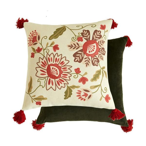 cushion/decorative pillow floral decorative throw covers luxury tassel linen cushion cover farmhouse design trimmed tailored edges 45x45cm 
cushion/decorative pillow floral decorative throw covers luxury tassel linen cushion cover farmhouse design trimmed tailored edges 45x45cm