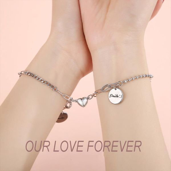 charm bracelets couple bracelet 2pcs/set magnet attraction stainless steel pendant link chain for women men lover jewelry, Golden;silver
charm bracelets couple bracelet 2pcs/set magnet attraction stainless steel pendant link chain for women men lover jewelry, Golden;silver
