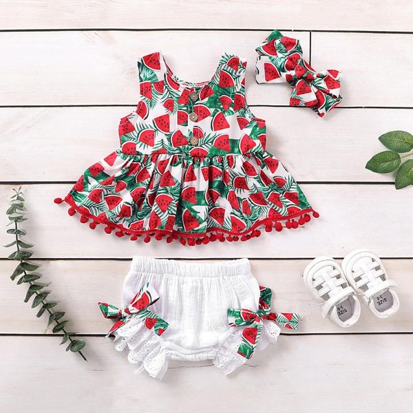 summer baby girls clothing set sleeveless watermelon print tassel vest+bow ruffles shorts+headband 3pcs toddler sets, White
summer baby girls clothing set sleeveless watermelon print tassel vest+bow ruffles shorts+headband 3pcs toddler sets, White