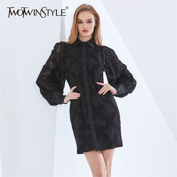 white hollow out women's dress for women lapel long sleeve high waist mini dresses female fashion 210520, Black;gray
white hollow out women's dress for women lapel long sleeve high waist mini dresses female fashion 210520, Black;gray