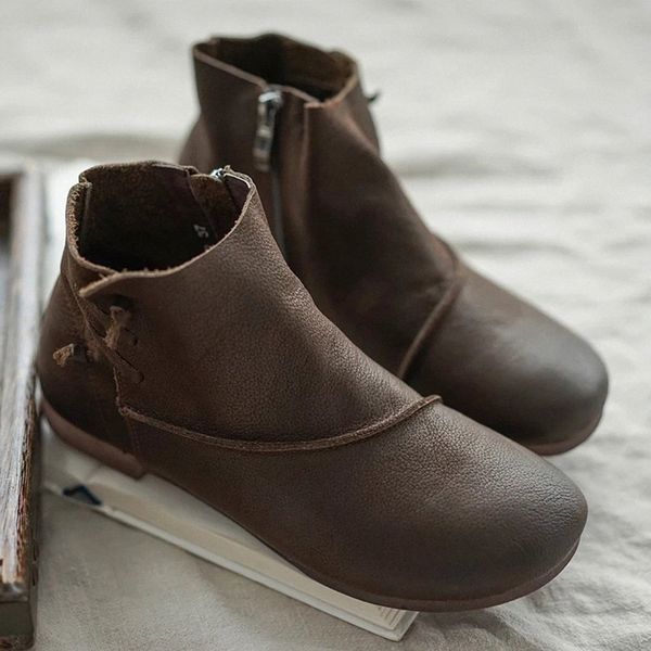 Leather Ankle Boots 2019 Vintage Boots Women Side Zipper Women Shoes Comfortable Flat Heel Female Zipper Short I1fU#
Leather Ankle Boots 2019 Vintage Boots Women Side Zipper Women Shoes Comfortable Flat Heel Female Zipper Short I1fU#