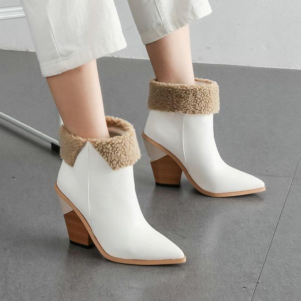 boots fashion pu ladies ankle slip on wedges heel pointed toe short female color matching autumn winter women's shoes, Black
boots fashion pu ladies ankle slip on wedges heel pointed toe short female color matching autumn winter women's shoes, Black