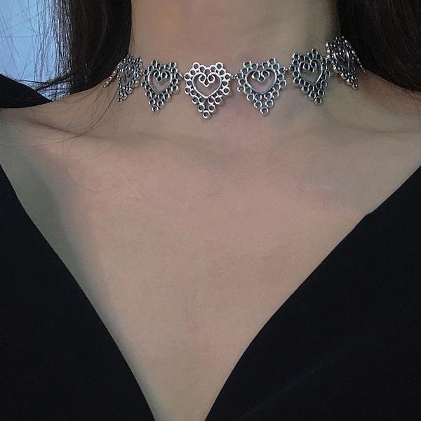pendant necklaces hollowed-out heart chain choker necklace for women girls goth collar aesthetic christmas party jewellery, Silver
pendant necklaces hollowed-out heart chain choker necklace for women girls goth collar aesthetic christmas party jewellery, Silver
