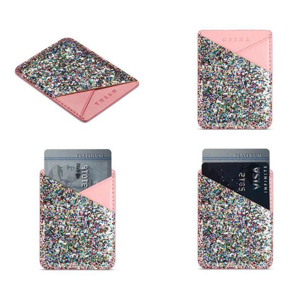 card holders j60d sequins holder cell phone leather wallet pocket sticker adhesive pouch case, Brown;gray
card holders j60d sequins holder cell phone leather wallet pocket sticker adhesive pouch case, Brown;gray
