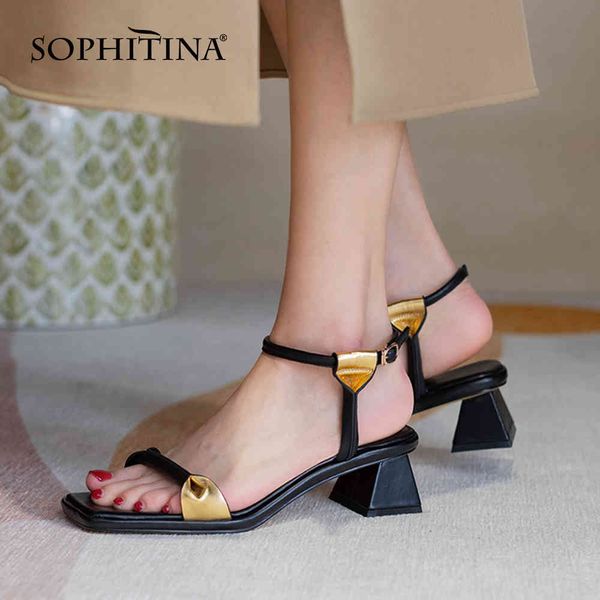 sophitina summer women shoes genuine leather mid heel comfortable dressing square toe casual concise pleated sandals fo267 210513, Black
sophitina summer women shoes genuine leather mid heel comfortable dressing square toe casual concise pleated sandals fo267 210513, Black