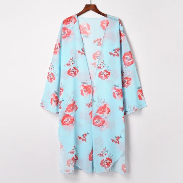 women's swimwear women fashion three-quarter sleeve chiffon printed beach cardigan blouse boho print summer wear plus size, White;black
women's swimwear women fashion three-quarter sleeve chiffon printed beach cardigan blouse boho print summer wear plus size, White;black