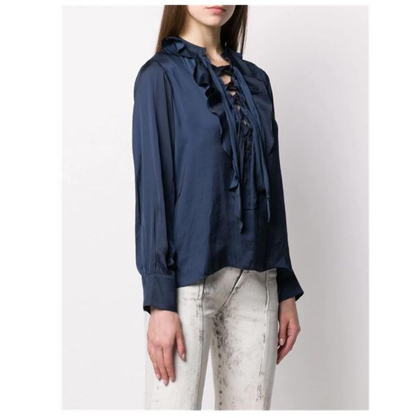 women's blouses & shirts women solid color blouse front lace-up hollow out long sleeve ruffles shirt 2021, White
women's blouses & shirts women solid color blouse front lace-up hollow out long sleeve ruffles shirt 2021, White