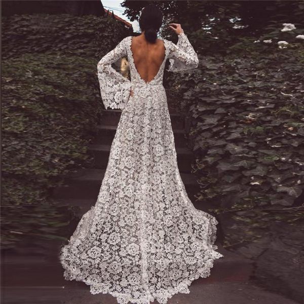 lace boho wedding dresses for women 2021 long sleeve backless a-line bohemian bride dress beach bridal gowns vestidos de novia, White
lace boho wedding dresses for women 2021 long sleeve backless a-line bohemian bride dress beach bridal gowns vestidos de novia, White