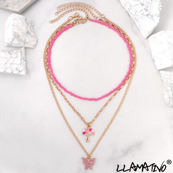 chains handmade pink beads strand crystal butterfly mushroom pendant necklace for women bohemian multilayer beaded necklaces jewelry, Silver
chains handmade pink beads strand crystal butterfly mushroom pendant necklace for women bohemian multilayer beaded necklaces jewelry, Silver