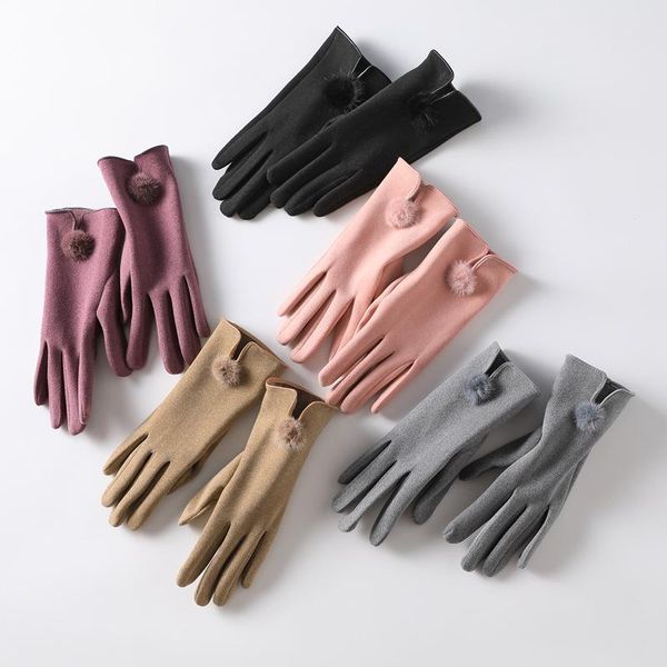 sports gloves autumn winter women fashion elegant plus velvet warm soft touch screen cycling drive hairball windproof solid mittens, Black
sports gloves autumn winter women fashion elegant plus velvet warm soft touch screen cycling drive hairball windproof solid mittens, Black