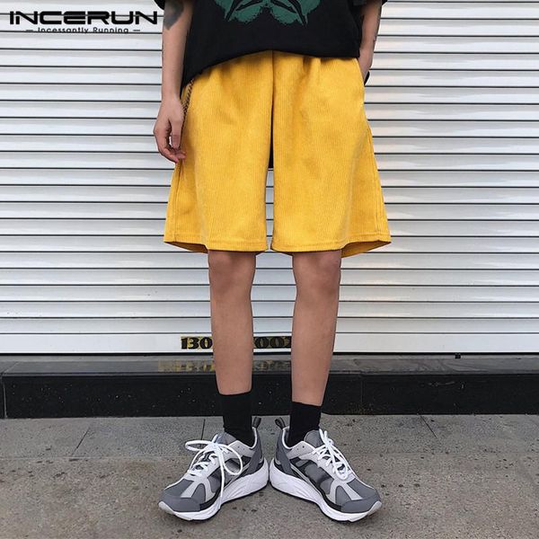 casual elastic waist corduroy bottoms incerun vintage solid color men shorts summer man baggy loose streetwear plus size men's, White;black
casual elastic waist corduroy bottoms incerun vintage solid color men shorts summer man baggy loose streetwear plus size men's, White;black