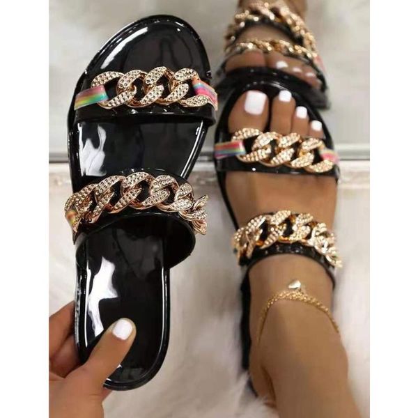 sandals 2021 summer for dropship slides flat heel mules shoes with chain women beach fashion slipper, Black
sandals 2021 summer for dropship slides flat heel mules shoes with chain women beach fashion slipper, Black