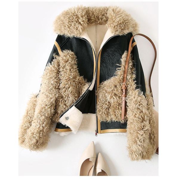 women's fur & faux high genuine quality sheep coat women winter 2021 short style natural wool thick warm jacket turn-down collar fn0012, Black
women's fur & faux high genuine quality sheep coat women winter 2021 short style natural wool thick warm jacket turn-down collar fn0012, Black