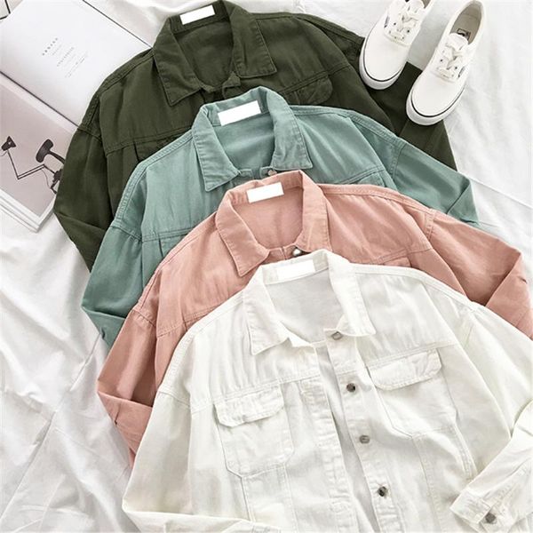 women's jackets spring denim jacket coat women loose long sleeve jeans vintage lapel pocket single breasted casual female, Black;brown
women's jackets spring denim jacket coat women loose long sleeve jeans vintage lapel pocket single breasted casual female, Black;brown