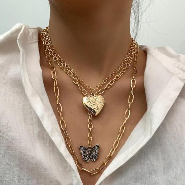 multilayer clavicle chain necklace gold silver colors butterfly heart pendant necklaces women vintage statement jewelry chokers, Golden;silver
multilayer clavicle chain necklace gold silver colors butterfly heart pendant necklaces women vintage statement jewelry chokers, Golden;silver