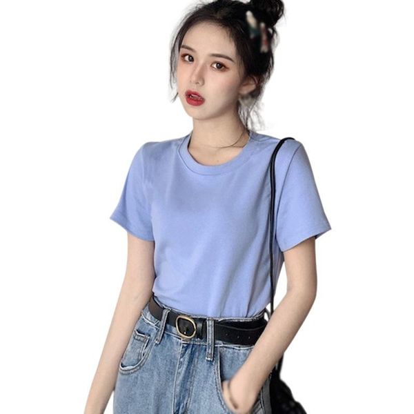 women's t-shirt summer arrival women solid color casual korean style short-sleeved tee shirt, White
women's t-shirt summer arrival women solid color casual korean style short-sleeved tee shirt, White