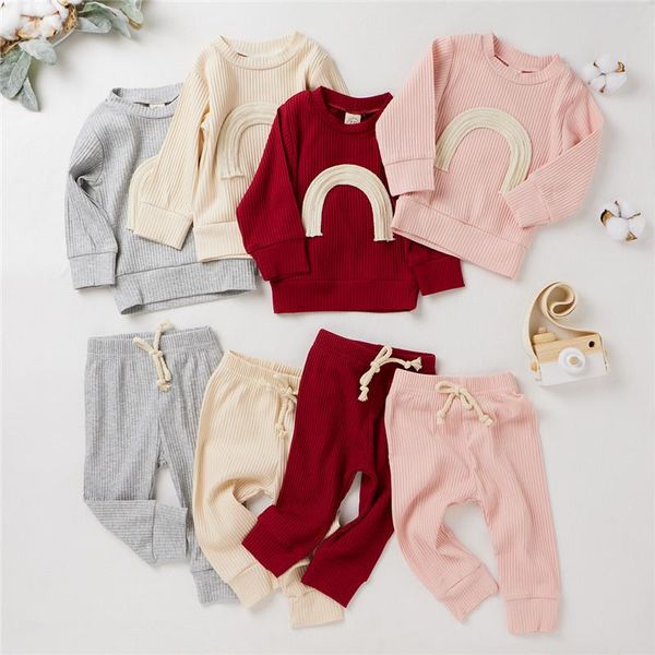 clothing sets infant spring autumn born boys girls rainbow print t-shirts+pants leggings ribbed knitted tracksuits outfits, White
clothing sets infant spring autumn born boys girls rainbow print t-shirts+pants leggings ribbed knitted tracksuits outfits, White