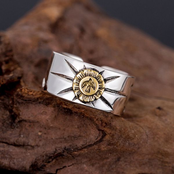 s925 sterling silver takahashi wulang flying eagle sun personality taiyin open men's and women's rings, Golden;silver
s925 sterling silver takahashi wulang flying eagle sun personality taiyin open men's and women's rings, Golden;silver