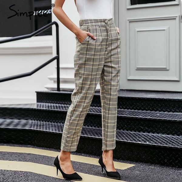 women's pants & capris simplee elegant plaid blazer women casual autumn winter streetwear female trousers high waist office ladies suit, Black;white
women's pants & capris simplee elegant plaid blazer women casual autumn winter streetwear female trousers high waist office ladies suit, Black;white