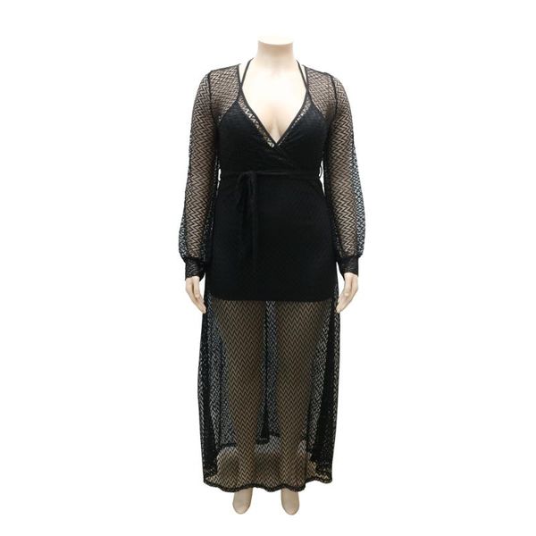 casual dresses cutubly plus size xl-5xl club dress mesh see through maxi women deep v neck long with camisole lantern sleeve, Black;gray
casual dresses cutubly plus size xl-5xl club dress mesh see through maxi women deep v neck long with camisole lantern sleeve, Black;gray