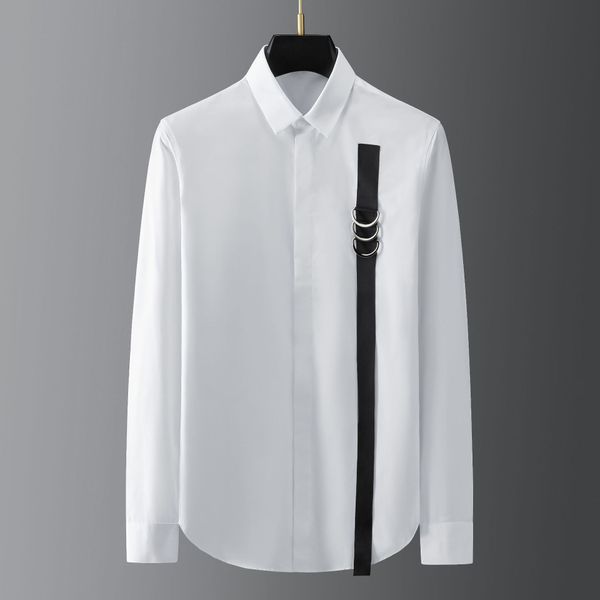 business shirt deluxe and fashion brand autumn and winter chest metal ribbon splicing personalized men's long sleeve f99032, White;black
business shirt deluxe and fashion brand autumn and winter chest metal ribbon splicing personalized men's long sleeve f99032, White;black