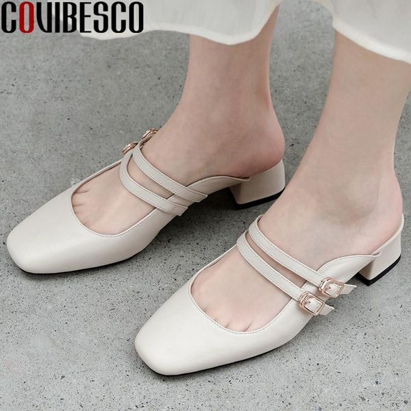 dress shoes covibesco women square toe summer genuine leather thick heel slippers basic heels woman sandals, Black
dress shoes covibesco women square toe summer genuine leather thick heel slippers basic heels woman sandals, Black