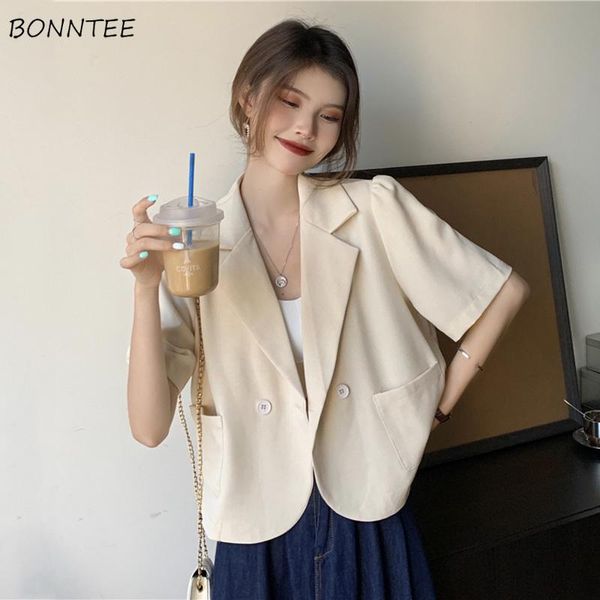 women's suits & blazers cropped blazer women summer short sleeve vintage pocket chic korean ladies outwear all-match simple notched clo, White;black
women's suits & blazers cropped blazer women summer short sleeve vintage pocket chic korean ladies outwear all-match simple notched clo, White;black