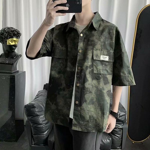 men's casual shirts camouflage short-sleeved tooling shirt summer loose japanese trendy, White;black
men's casual shirts camouflage short-sleeved tooling shirt summer loose japanese trendy, White;black
