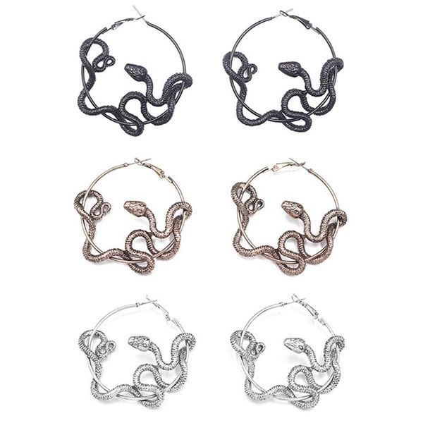 hoop & huggie cool punk antique animal black snake earrings crazy twining personality statement party jewelry, Golden;silver
hoop & huggie cool punk antique animal black snake earrings crazy twining personality statement party jewelry, Golden;silver