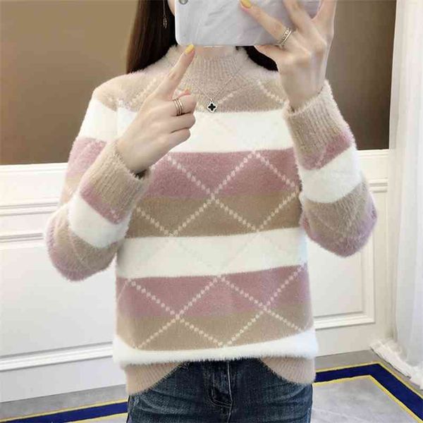 women pullovers sweater turtleneck splicing knitted soft for autumn winter elegant loose female coat 210524, White;black
women pullovers sweater turtleneck splicing knitted soft for autumn winter elegant loose female coat 210524, White;black