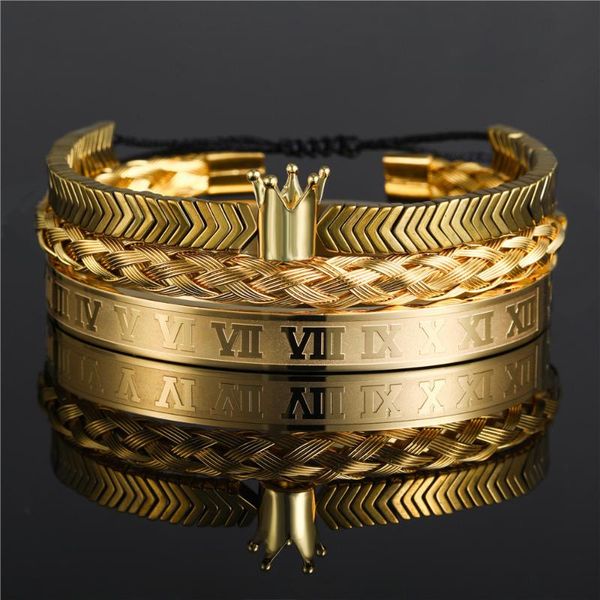 charm bracelets luxury roman royal crown bracelet men stainless steel geometry pulseiras open adjustable couple jewelry gift, Golden;silver
charm bracelets luxury roman royal crown bracelet men stainless steel geometry pulseiras open adjustable couple jewelry gift, Golden;silver