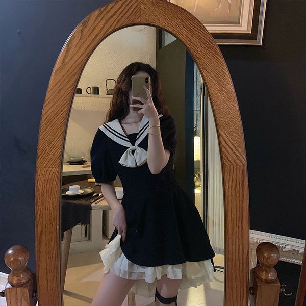 luxury casual dresses net red lolita college wind close waist show thin short small sailor drs fairy skirt fashion, Black;gray
luxury casual dresses net red lolita college wind close waist show thin short small sailor drs fairy skirt fashion, Black;gray