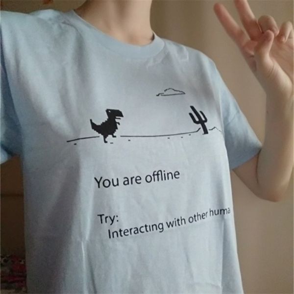 summer loose funny t-shirt tee shirt you are off line try interact with other human print t cute tees 210512, White
summer loose funny t-shirt tee shirt you are off line try interact with other human print t cute tees 210512, White