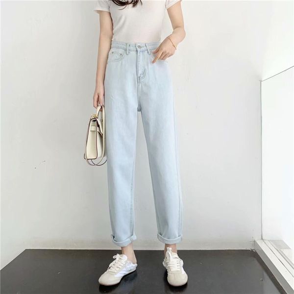 women's jeans summer street fashion solid color high waist thin straight women, simple washing was harlan women, Blue
women's jeans summer street fashion solid color high waist thin straight women, simple washing was harlan women, Blue