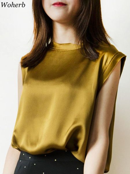woherb women silk satin blouse 100%real solid short sleeved o neck sleeveless blouses 2021 spring summer shirt blusas -2xl women's & s, White
woherb women silk satin blouse 100%real solid short sleeved o neck sleeveless blouses 2021 spring summer shirt blusas -2xl women's & s, White