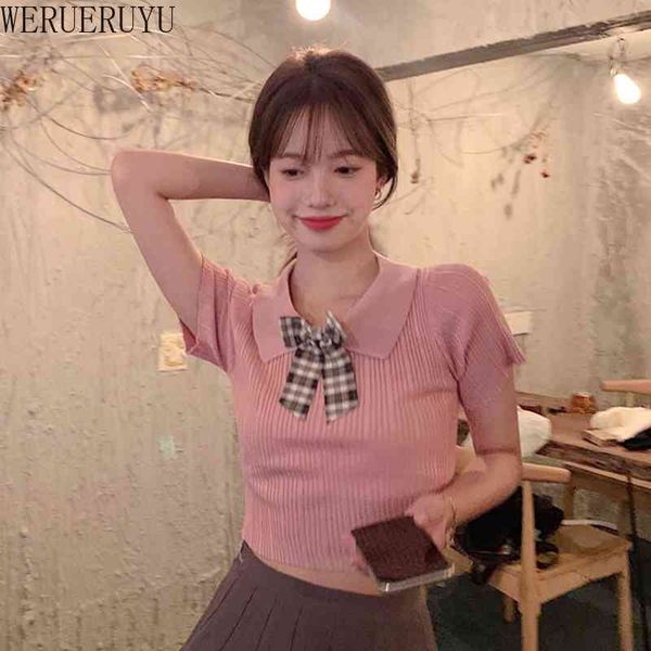 werueruyu summer sweet bow thin knitted fashion embroidery pullover 210608, White;black
werueruyu summer sweet bow thin knitted fashion embroidery pullover 210608, White;black