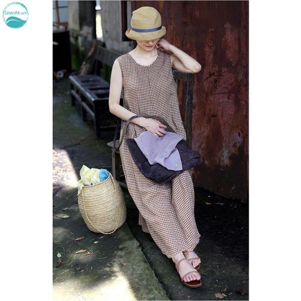 casual dresses linenall summer style pure linen coffee blue plaid round neck sleeveless loose dress, Black;gray
casual dresses linenall summer style pure linen coffee blue plaid round neck sleeveless loose dress, Black;gray